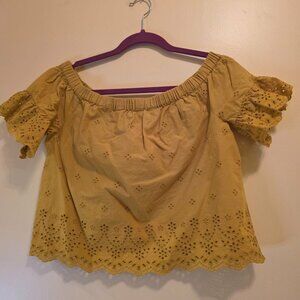Madewell Eyelett Cropped Off The Shoulder Top M